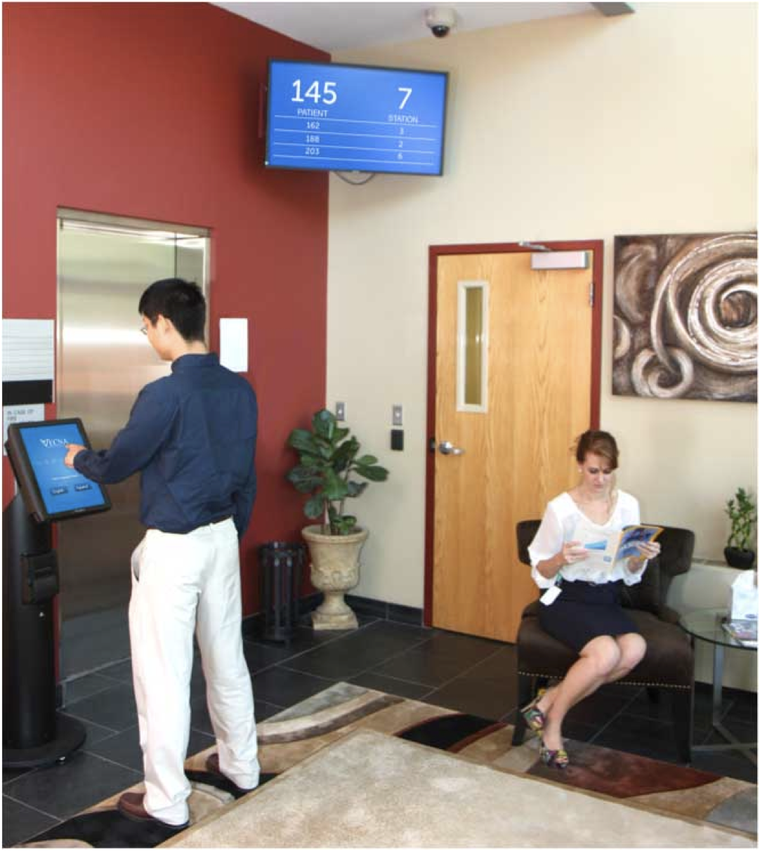 Vecna patient kiosk and waiting room queue